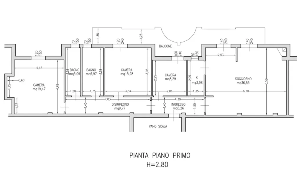 Plan - Spacious Apartment with Terrace in Rimini