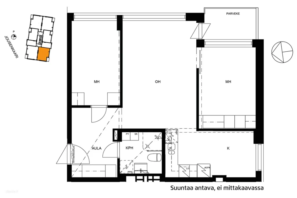 Plaan - Modernised Apartment with Balcony in Tapiola