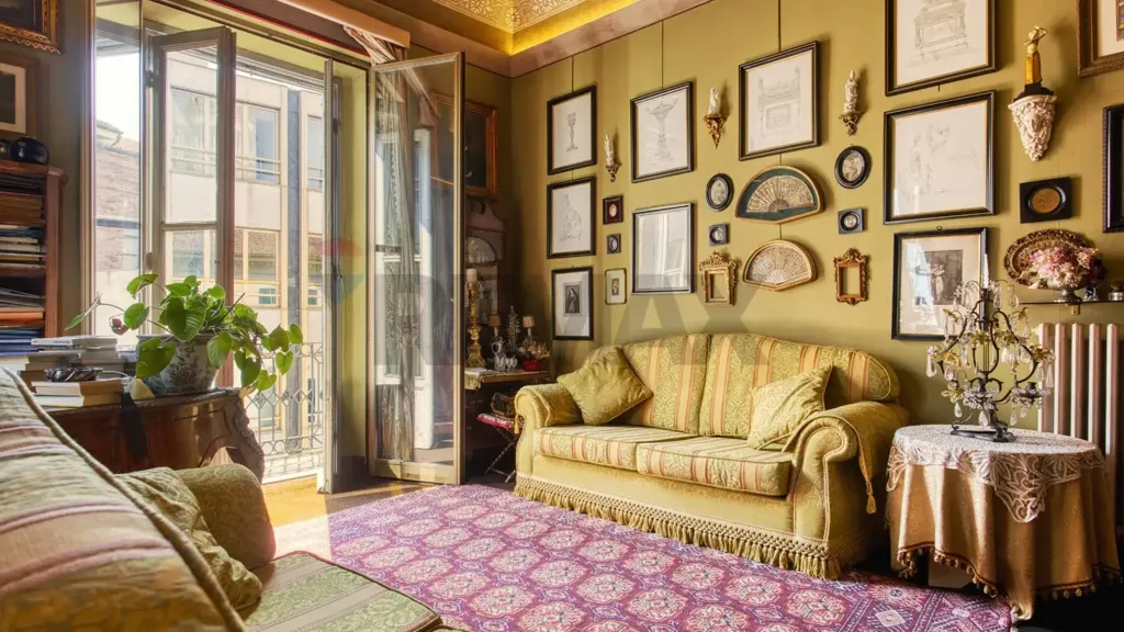 Séjour - Historic Apartment with Double Balcony in Novara