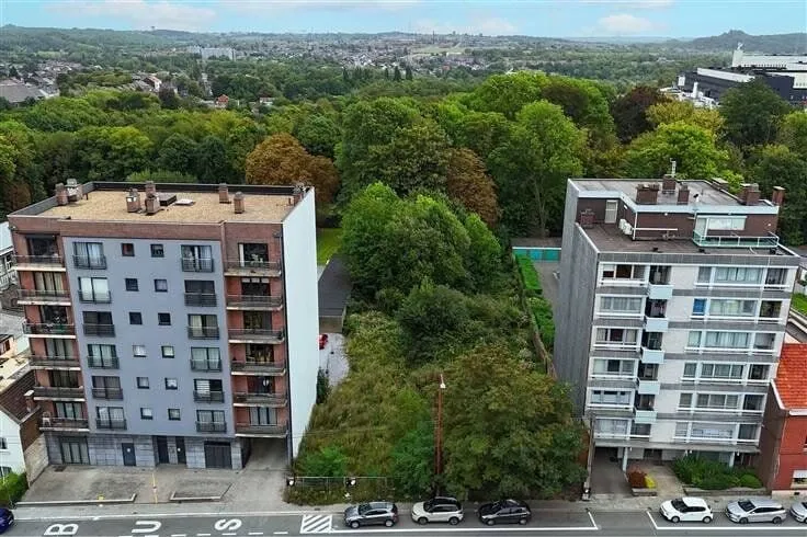 Aerial - Development Plot with Permitted 19-Unit Building in Charleroi