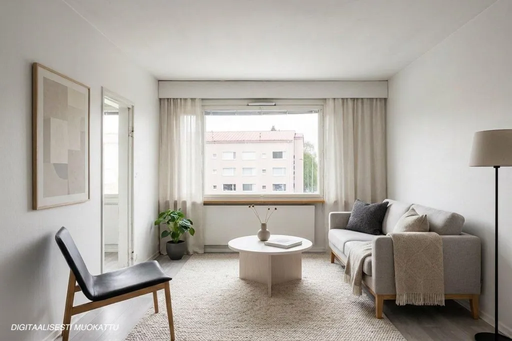 Living Room - Spacious Top-Floor Apartment with Balcony in Kaleva