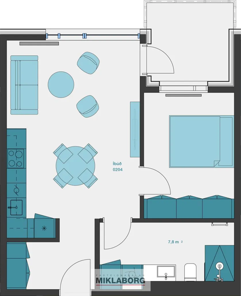 Plaan - New Flat with Balcony in Hafnarbraut