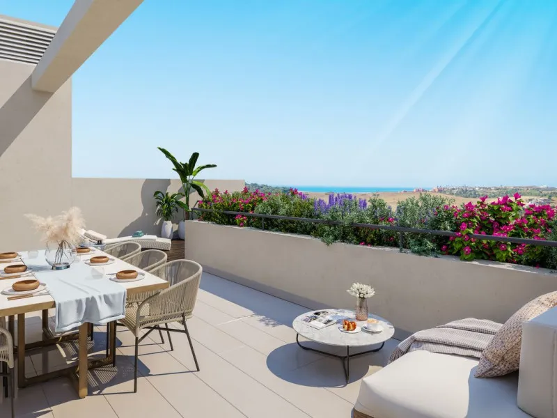 Terrasse - Apartment with Pool and Golf Access in Aby Upper