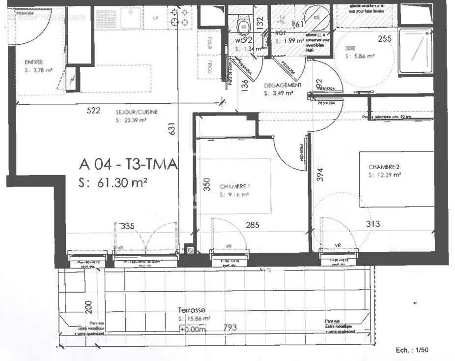Planimetria - T3 Apartment with South-Facing Terrace in Sarzeau
