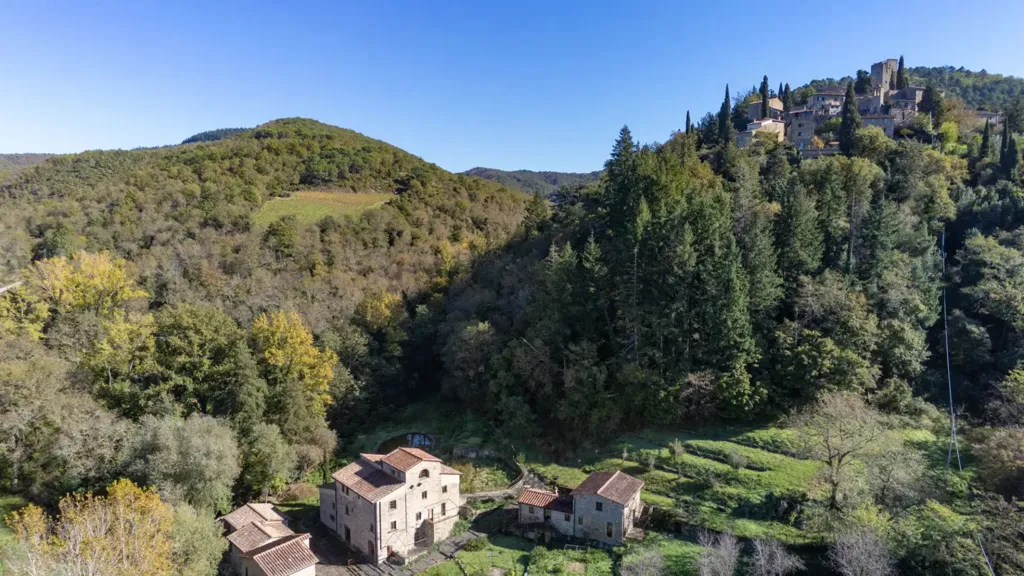 Aerial - Casale with Pool in Gaiole in Chianti