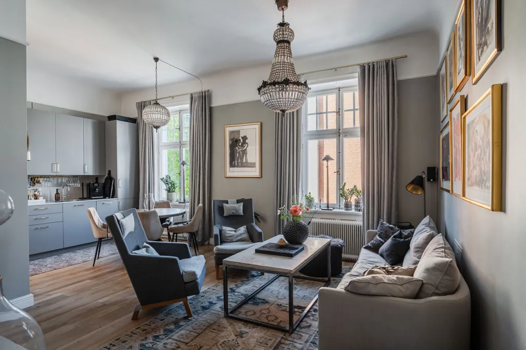 Séjour - Renovated Flat with Jugend Style in Uppsala