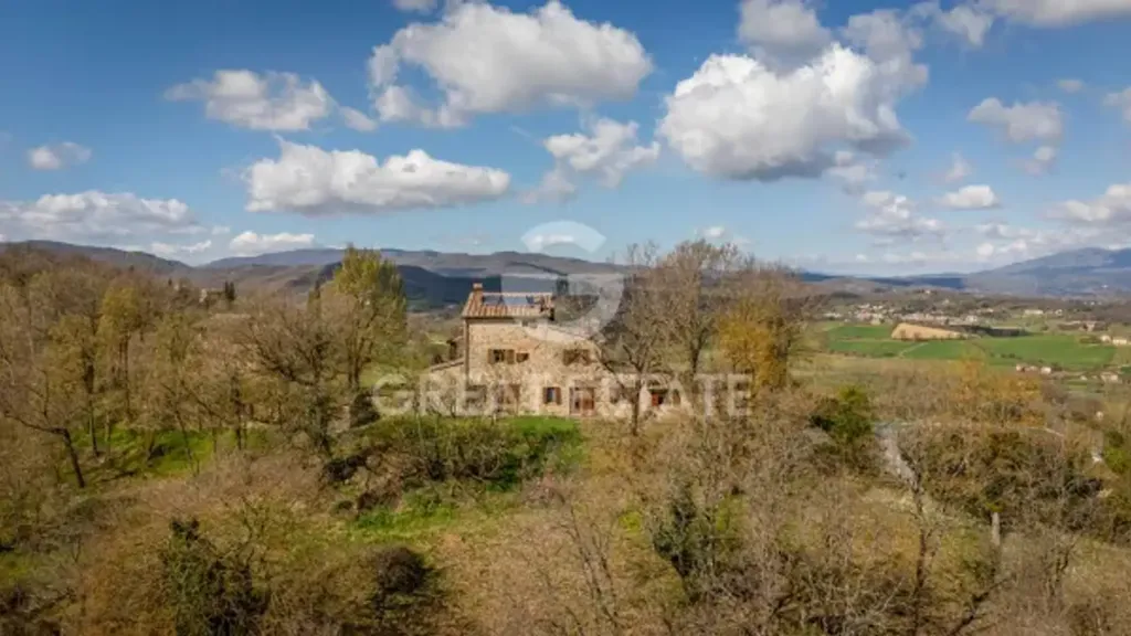 Aerial - Restored Tuscan Casale with Pool in Padonchia