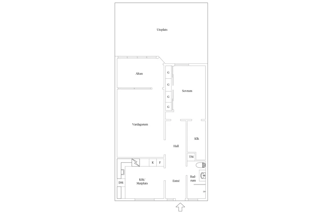 Plan - Renovated Two-Bedroom with Terrace in Hunnetorp