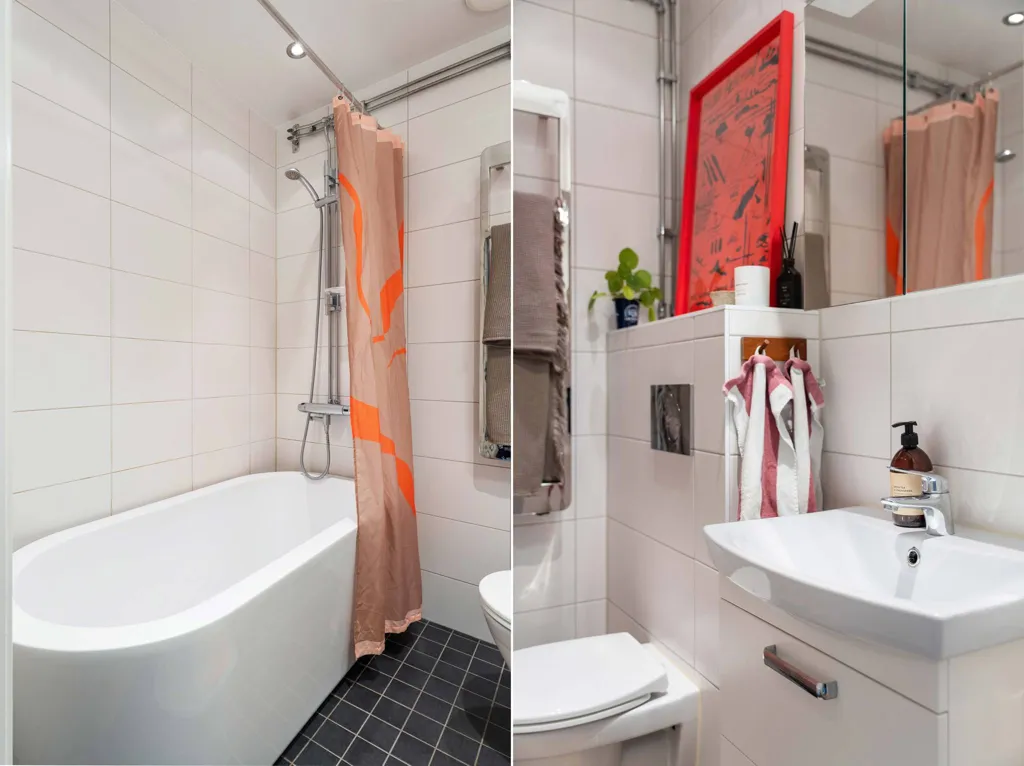 Salles de bain - Charming Two-Bedroom Apartment with Fireplace in Enskede