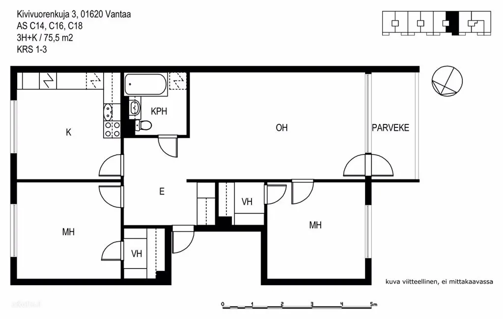 Planimetria - Spacious Apartment with Balcony in Martinlaakso