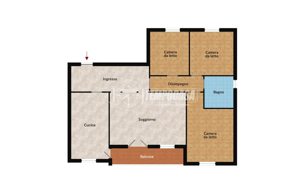 Floor Plan - Four-Room Apartment with Balcony in Paullo