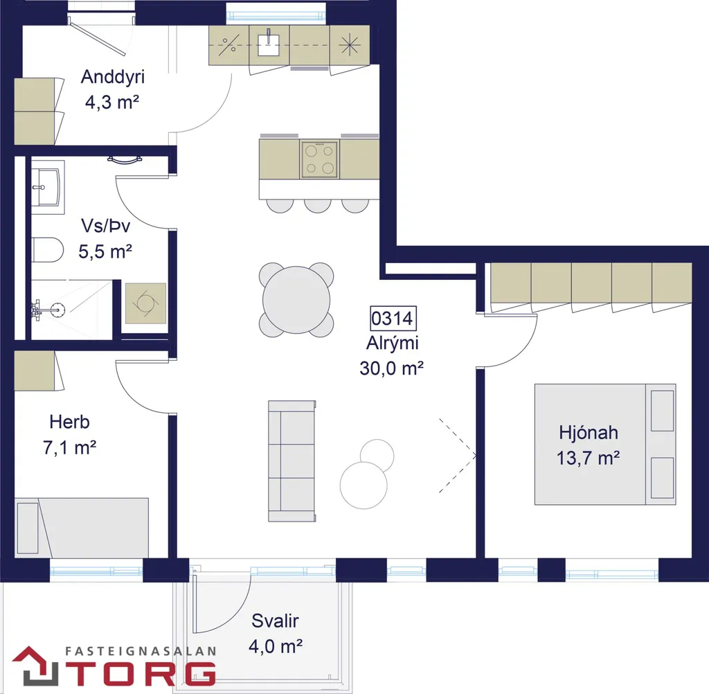 3-room apartment in Reykjavík