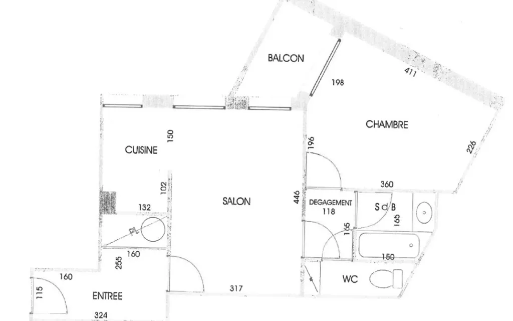 Plan - Appartement T2 avec Balcon Sud-Ouest à Suresnes