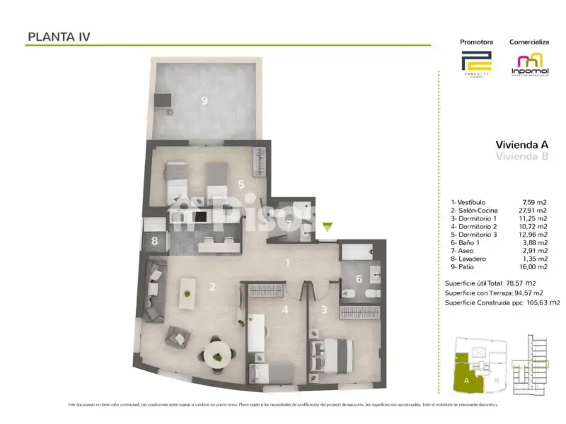 Floor Plan - Modern Flat with Terrace in Badajoz Autopista