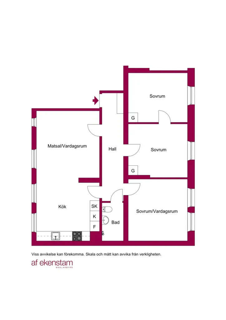 Plaan - Charming Four-Room Apartment with Garden in Central Helsingborg