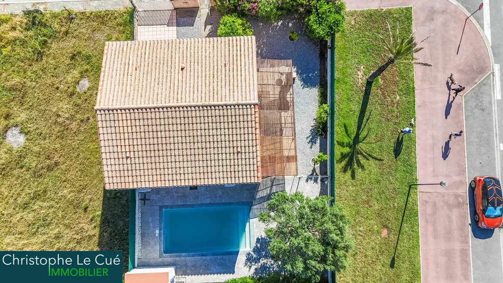 Vue aérienne - Villa 3 Faces avec Piscine à Saint-Cyprien Plage