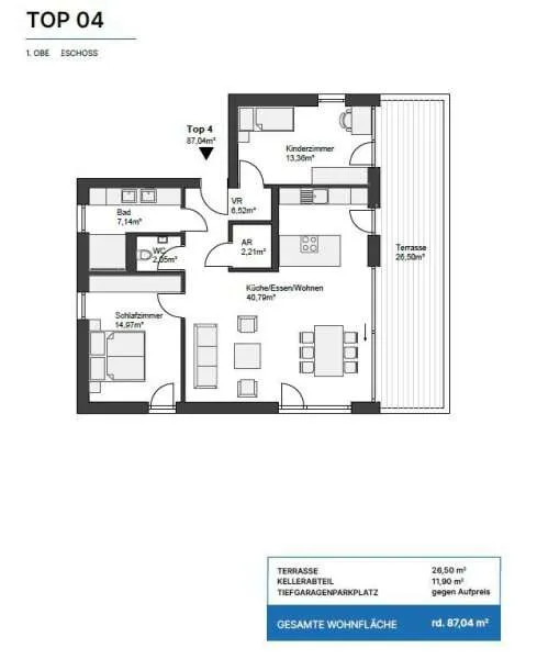 Planimetria - Modern Apartment with Terrace in St. Peter, Graz