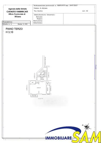 Planimetria - Loft with Balcony in Central Milan