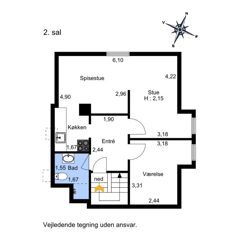 Plaan - 2-Bed Flat with Central Location in Gedsted