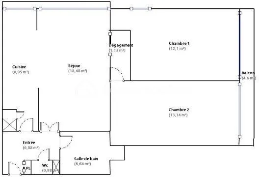 Plan - Appartement 3 Pièces Lumineux dans Résidence Sécurisée