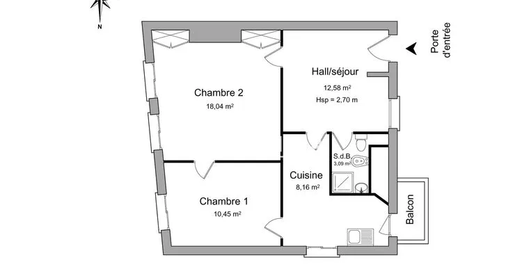Plan - Appartement avec Balcon dans le Centre Historique de Clermont-Ferrand
