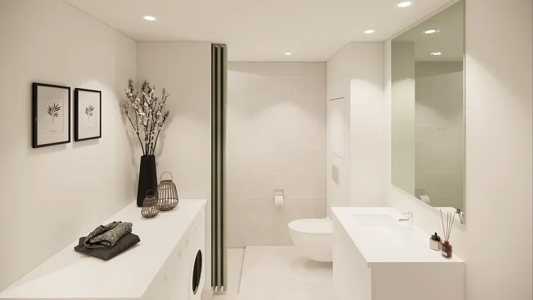 Bathrooms - Modern 2-Bedroom Flat with Balcony in Årslev