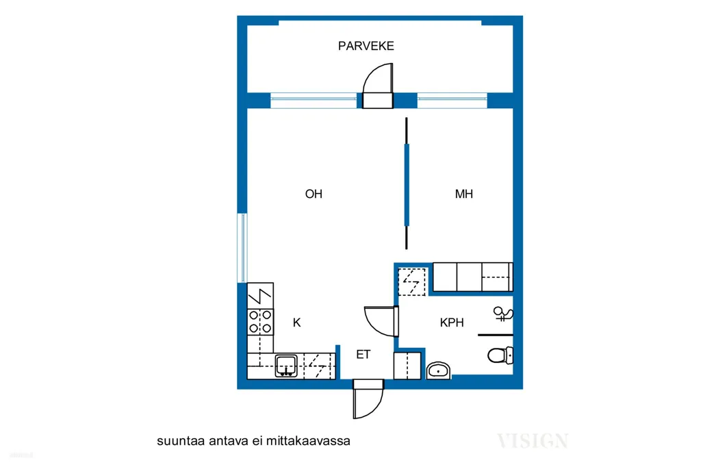 Plan - Modern Corner Flat with Glass Balcony in Klaukkala