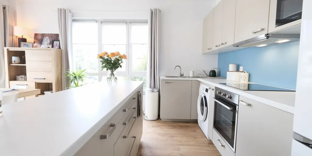Köök - Bright Apartment with Garden Access in Dilbeek