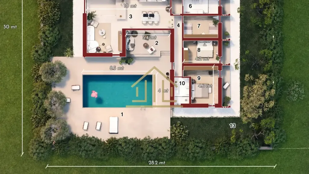 Vue aérienne - Contemporary Villa with Pool in Cavriana