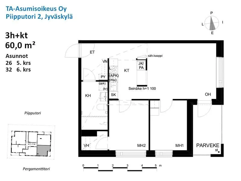 Plan - Appartement 3 pièces à Jyväskylä