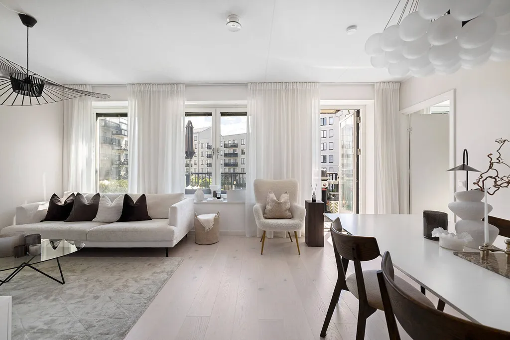 Living Room - Modern Flat with South-Facing Balcony in Barkarby