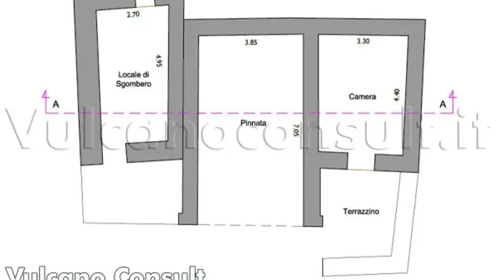 Plan - Rustico with Panoramic Terraces in San Bartolo, Lipari