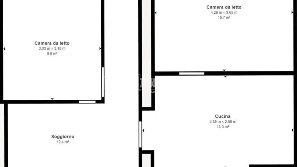 Plan - Three-Bedroom Apartment with Courtyard in Besana in Brianza