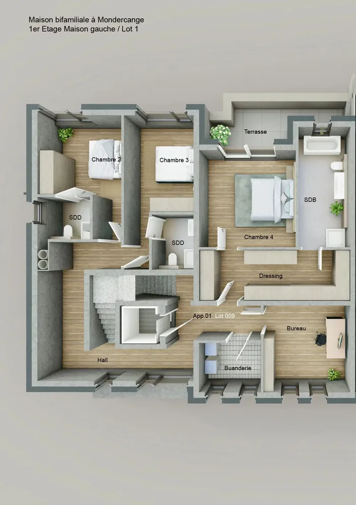 Floor Plan - Modern Residences with Terraces in Mondercange