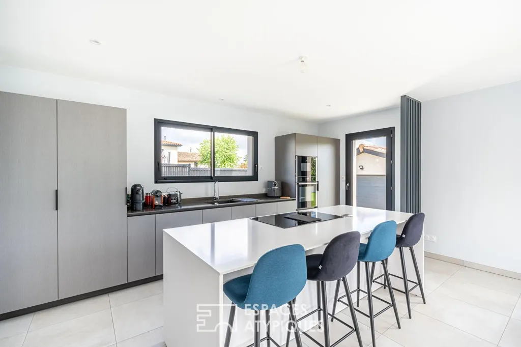 Cucina - Contemporary House with Pool in Saint-Didier-de-Formans