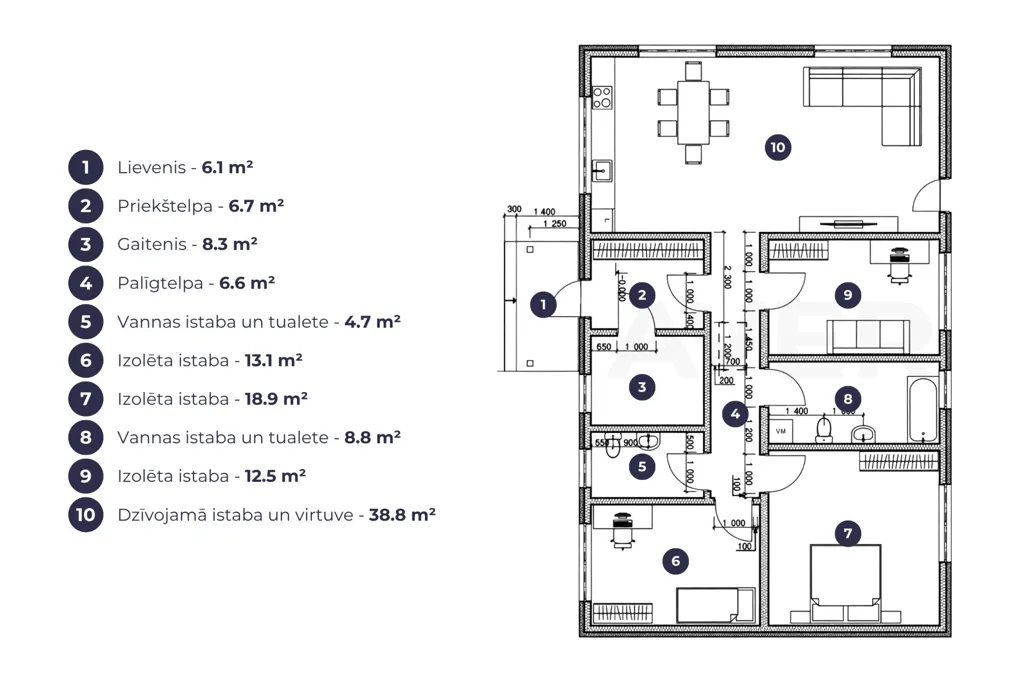 Maison 4 pièces à Cēsu nov.