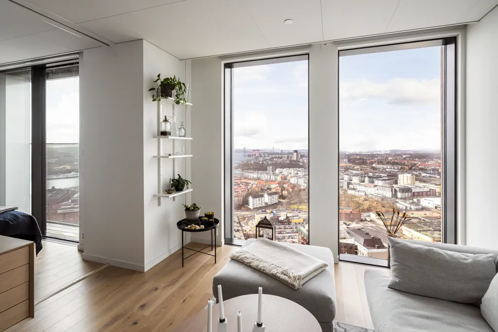 Living Room - Apartment with City View in Gothenburg