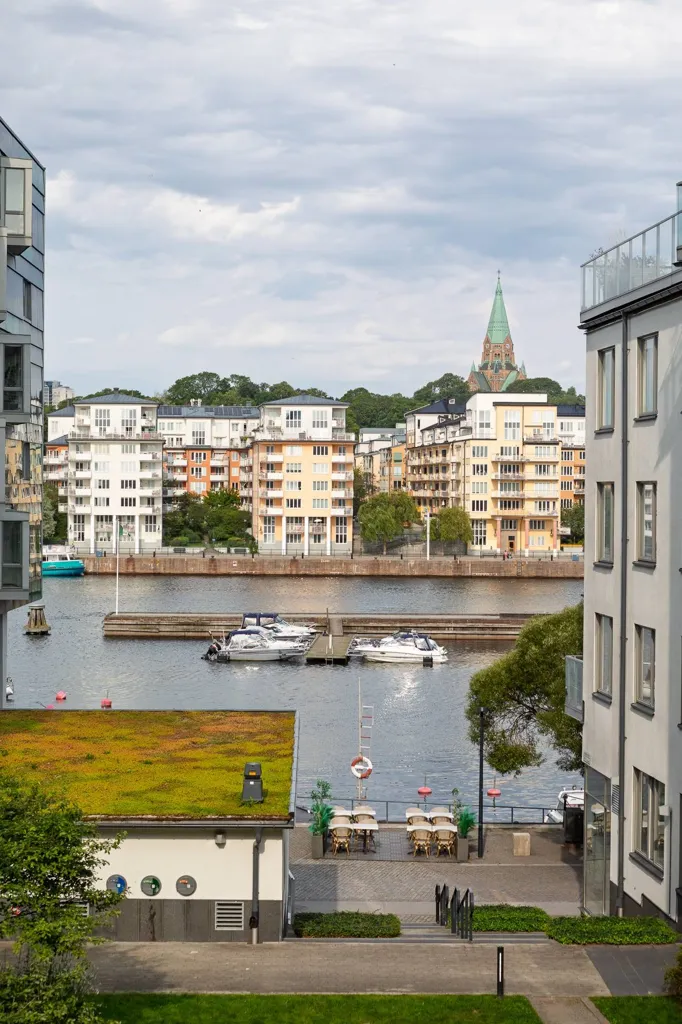 Aerial - Waterfront Apartment with Balcony in Stockholm