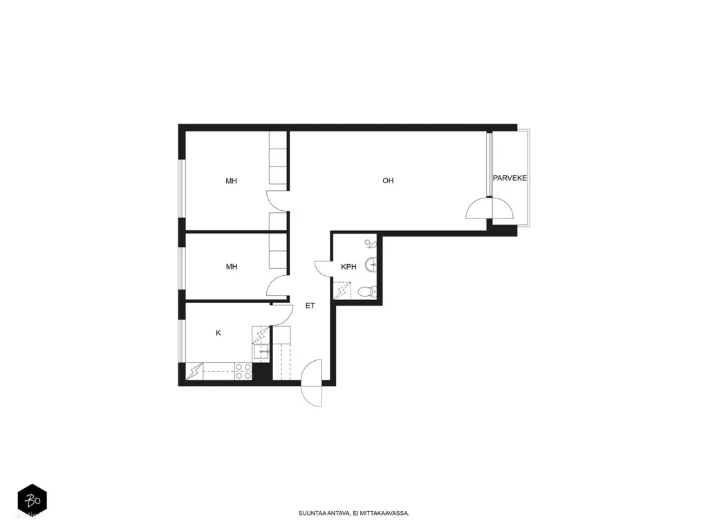 Plan - End-Unit Apartment with Balcony in Armonkallio, Tampere