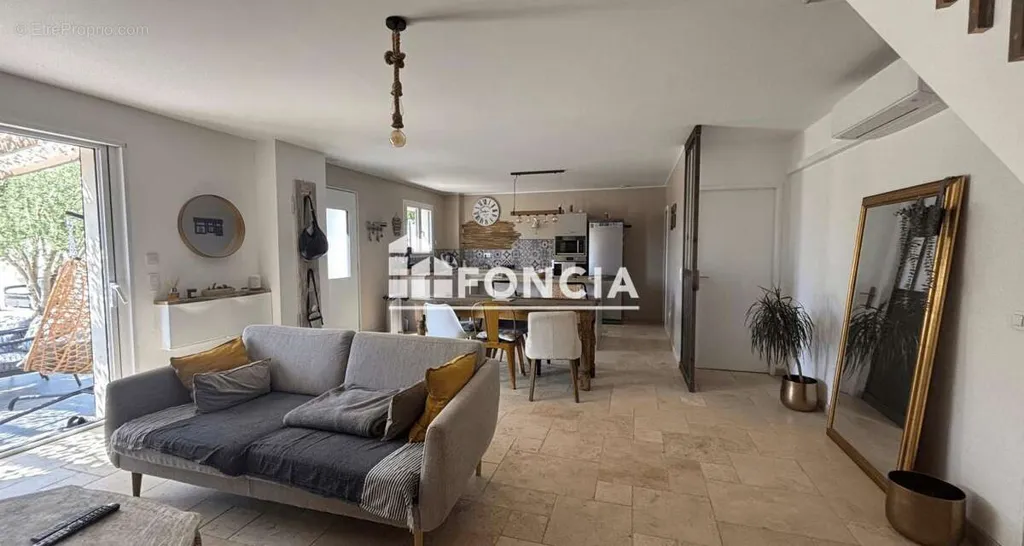 Living Room - Charming Stone Mas with Lavender View in Le Thor