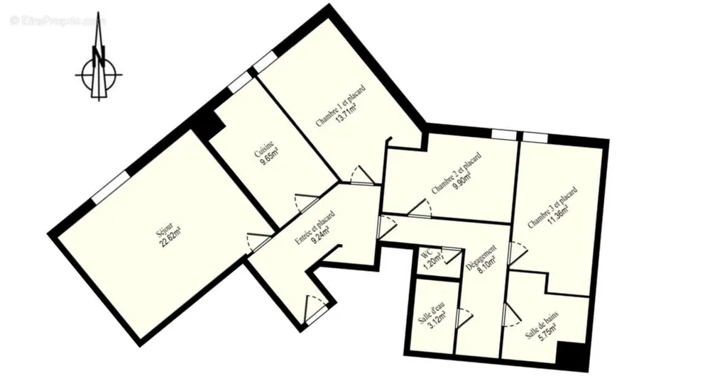 Plan - Appartement 4 Pièces avec Vue Panoramique sur Paris