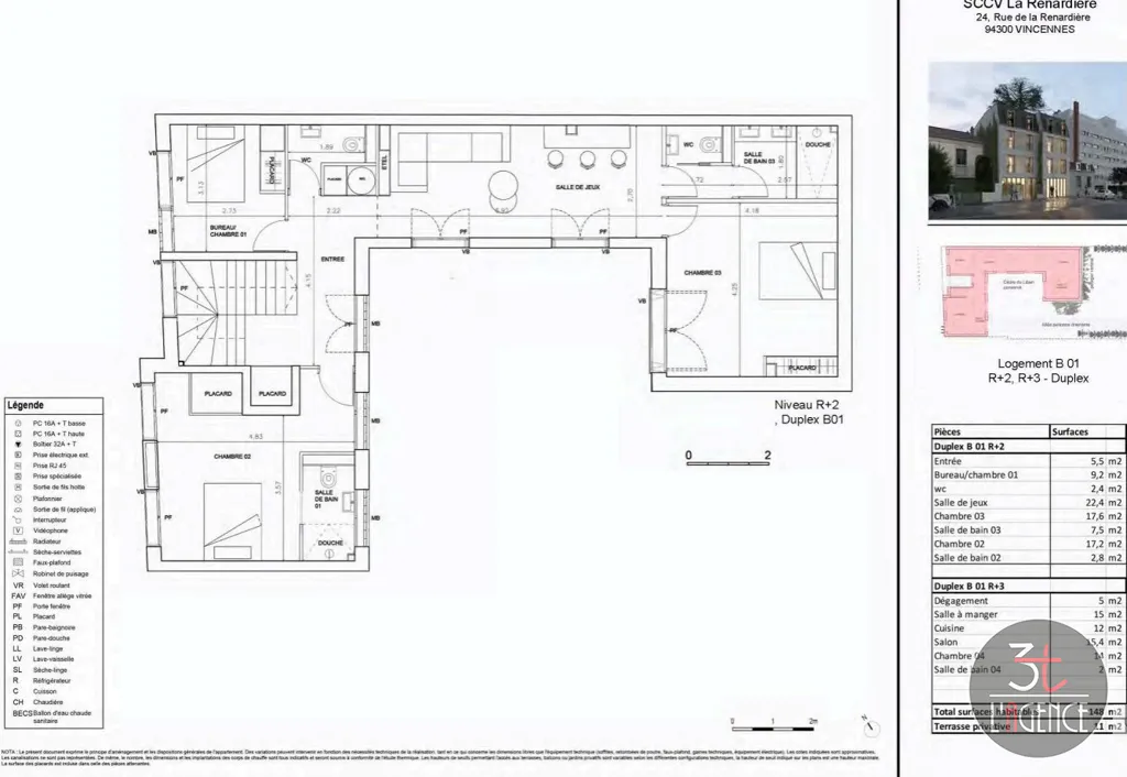 Plaan - Duplex with Terrace in Vincennes