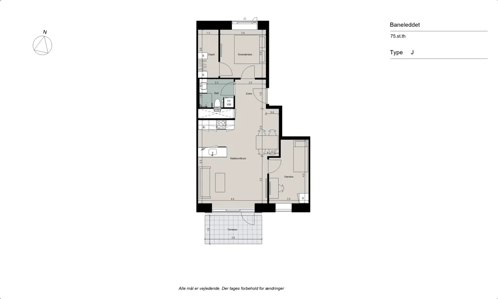 Plaan - Apartment with West-Facing Balcony in Glostrup