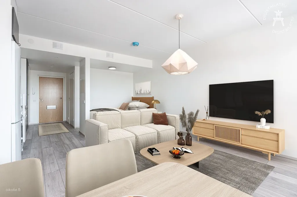 Living Room - Modern Flat with Balcony in Keimola, Vantaa