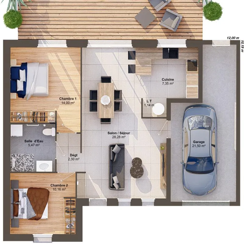 Plan - Maison neuve à construire avec jardin à Erable