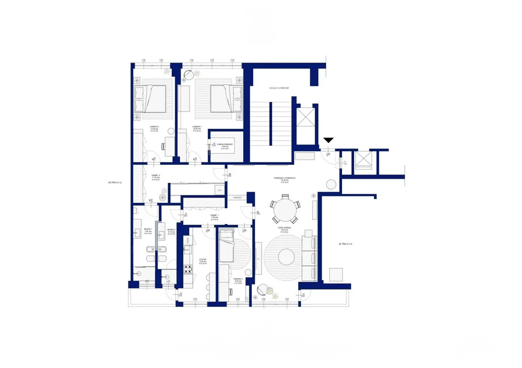 Plan - Apartment with Balconies in Central Milan