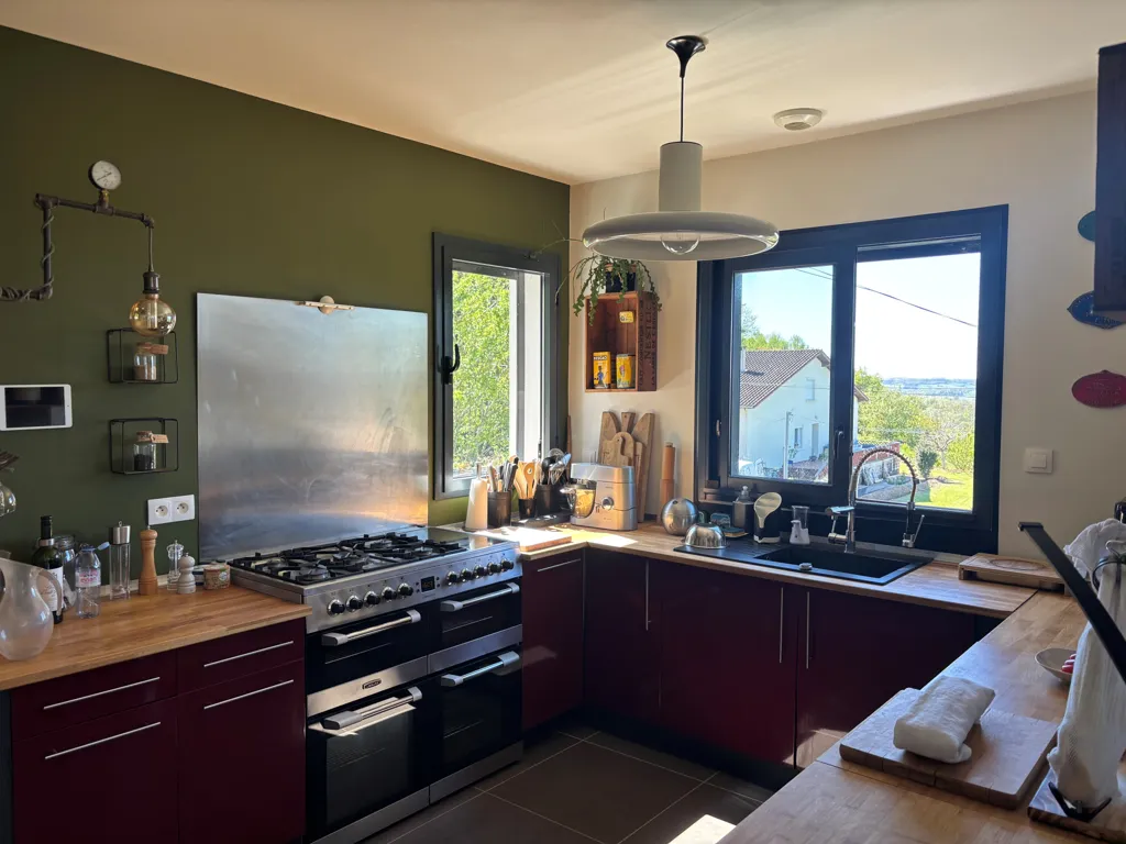 Kitchen - Contemporary House with Panoramic View in Green Setting