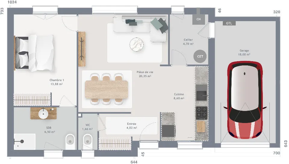 Plaan - New Build House with Garden in Montry