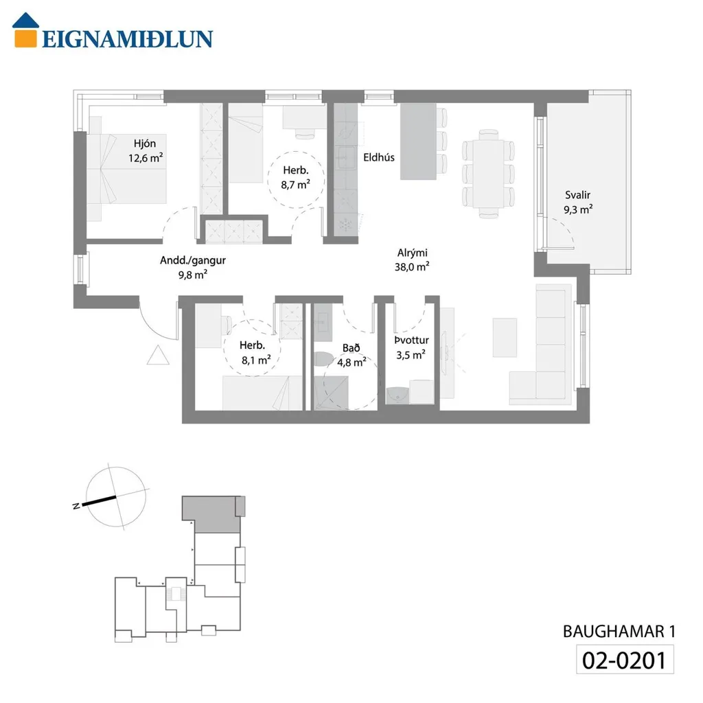 Floor Plan - Modern Apartment with Elevator in Hafnarfjörður