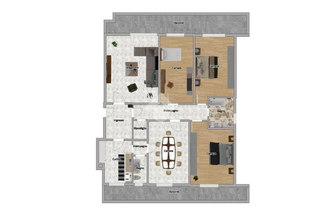 Plan - Five-Bedroom Apartment with Balcony in Milan